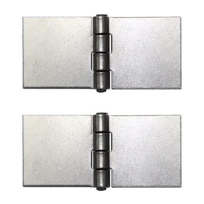 Pack of 2 x Heavy Duty Weldable Solid Steel Hinges, 45 x 100 mm Welding Long Lasting Steel Butt Hinges, 2 mm Thick Weld On Hinges