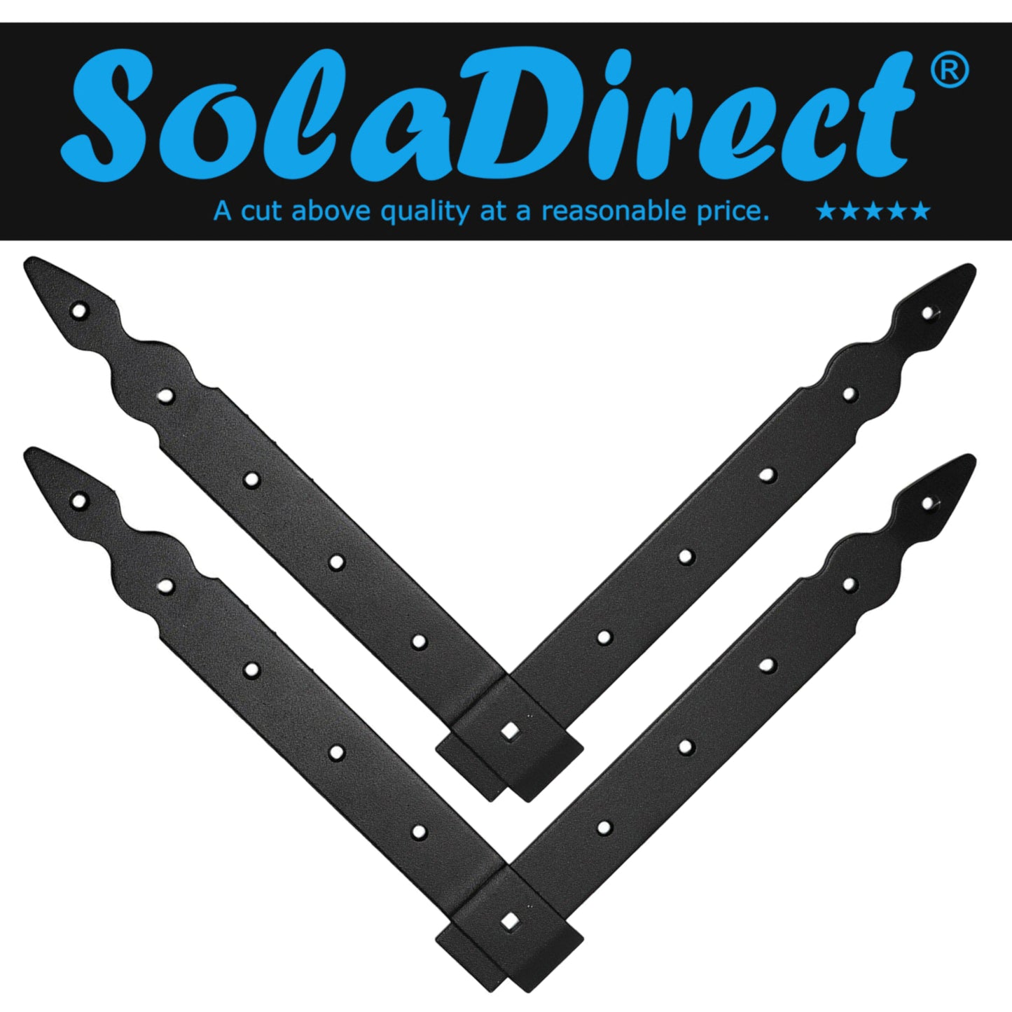 Pack of 2 x Flat Corner L Shape Plate, 300 x 300 mm Black Flat Right Angle Bracket, Powder Coated Steel Repair Brace Support