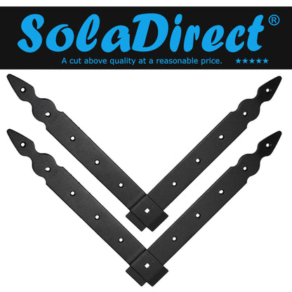 Pack of 2 x Flat Corner L Shape Plate, 300 x 300 mm Black Flat Right Angle Bracket, Powder Coated Steel Repair Brace Support
