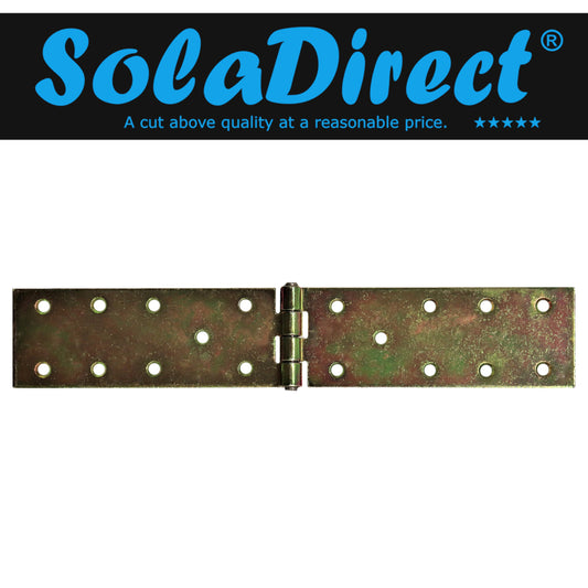 Pack of 1 x 250 mm Backflap Hinge Galvanised, Steel Back Flap Hinges, Weather Resistant, Rust Corrosion Proof, Strap Hinges