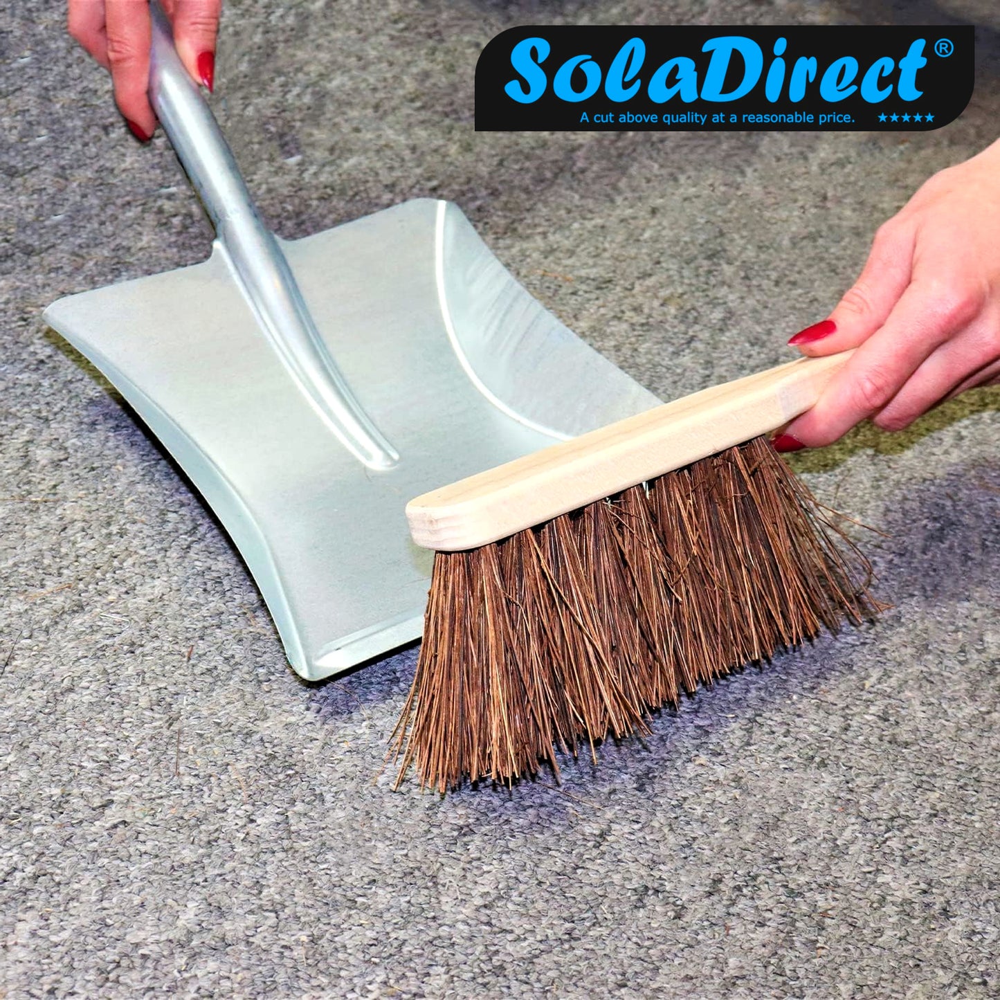2 x Stiff Bassine Hand Brush with Wooden Handle - Heavy Duty Hard Bristle Bench Sweeper for Workshop Garage Outdoor Use - 28 cm