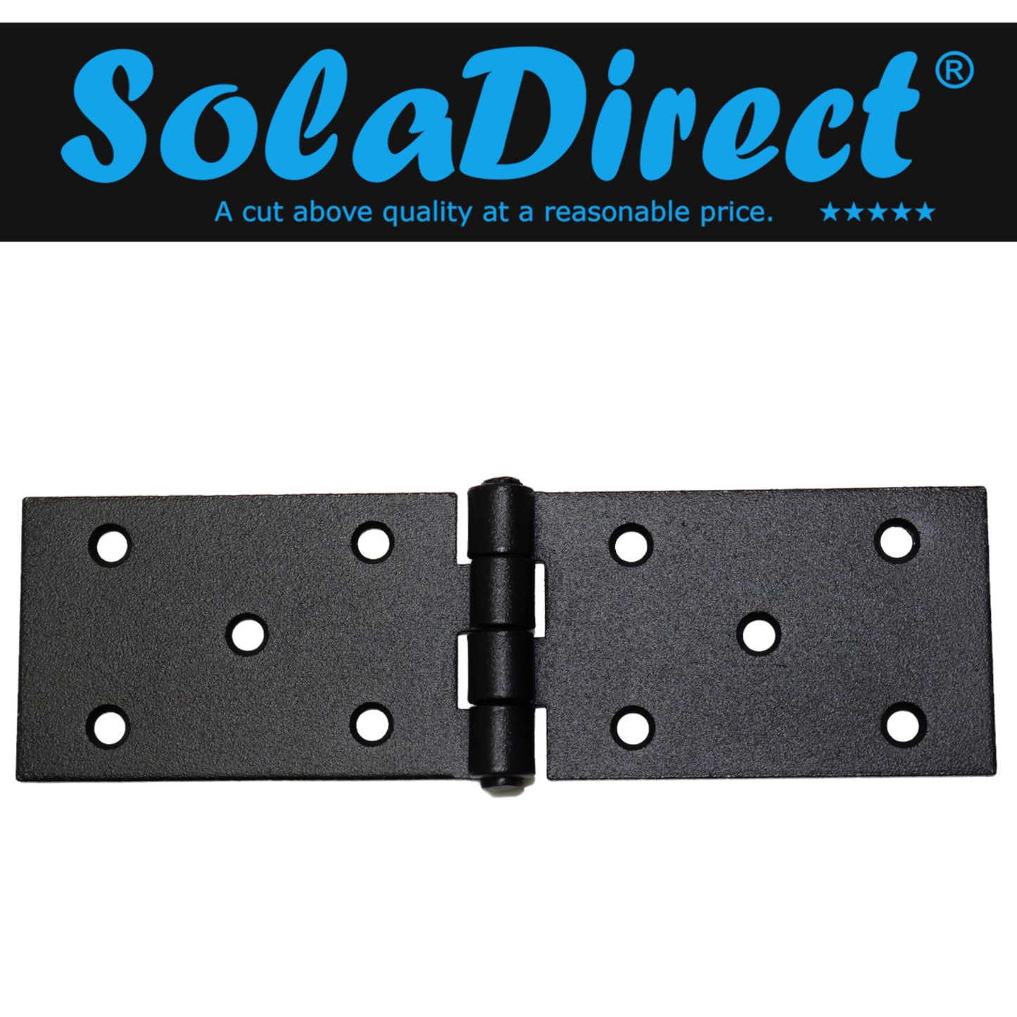 Pack of 1 x 150 Backflap Hinge Black, Steel Back Flap Hinges, Weather Resistant, Rust Proof Powder Coating, Strap Hinges