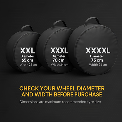 Spare Wheel Bag XXL 65 cm Diameter / 23 cm Width - Waterproof PU Leather Tyre Storage Cover with Zip and Carry Handle - Black