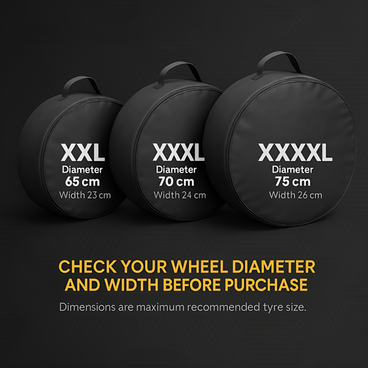 Spare Wheel Bag XXXXL 75 cm Diameter / 26 cm Width - Waterproof PU Leather Tyre Storage Cover with Zip and Carry Handle - Black