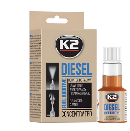 K2 Diesel 50ml Fuel Injector Cleaner - Diesel Fuel System Additive for Injectors, Pump, Fuel Lines, Starting Support