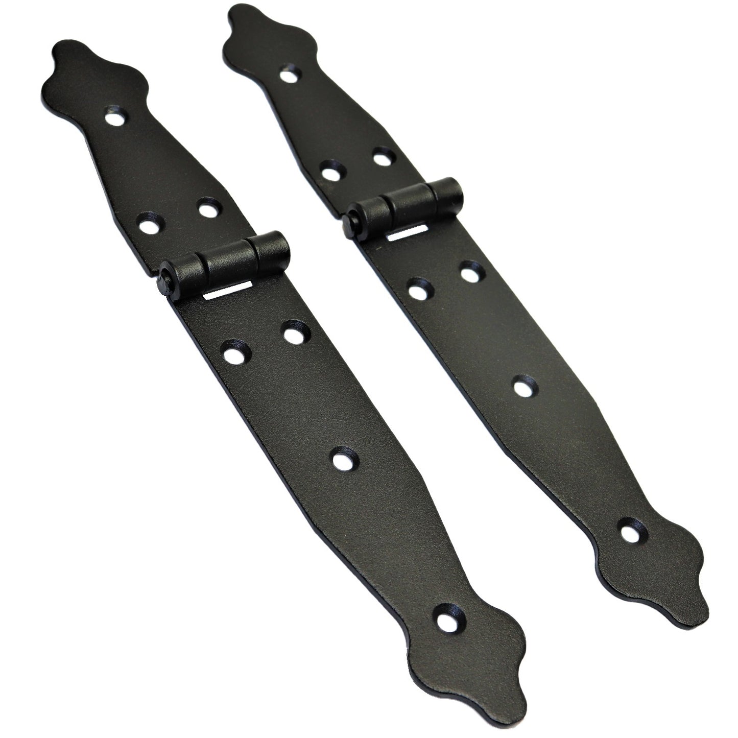 2 Pcs x 100+150 mm Backflap Hinge Black, Steel Back Flap Hinges, Weather Resistant, Rust Proof Powder Coating, Strap Hinges