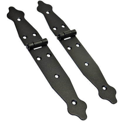 2 Pcs x 100+150 mm Backflap Hinge Black, Steel Back Flap Hinges, Weather Resistant, Rust Proof Powder Coating, Strap Hinges