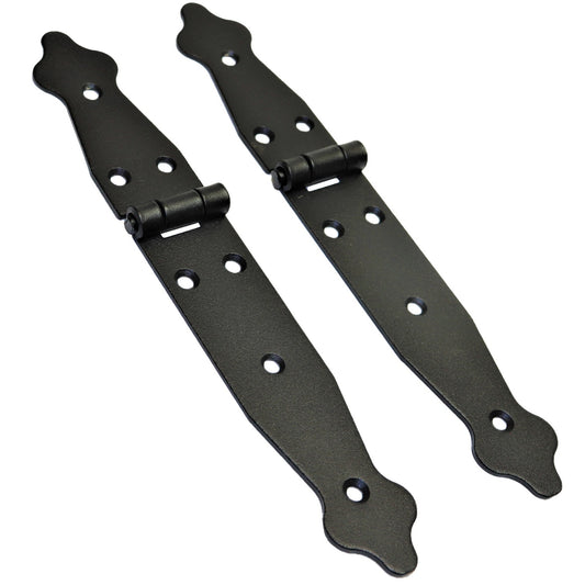 2 Pcs x 100+150 mm Backflap Hinge Black, Steel Back Flap Hinges, Weather Resistant, Rust Proof Powder Coating, Strap Hinges