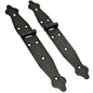 2 Pcs x 100+150 mm Backflap Hinge Black, Steel Back Flap Hinges, Weather Resistant, Rust Proof Powder Coating, Strap Hinges
