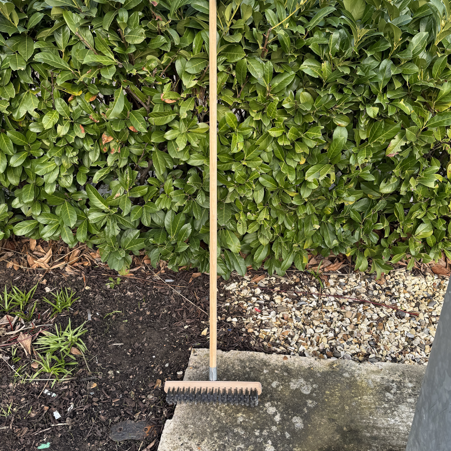 Heavy Duty Wire Broom Deck Scrub Brush with Handle, Garden Broom with Metal Wire Bristles - 30 cm / 12" Stiff Outdoor Brush