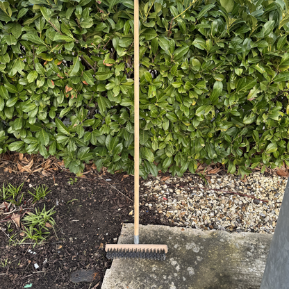 Heavy Duty Wire Broom Deck Scrub Brush with Handle, Garden Broom with Metal Wire Bristles - 30 cm / 12" Stiff Outdoor Brush