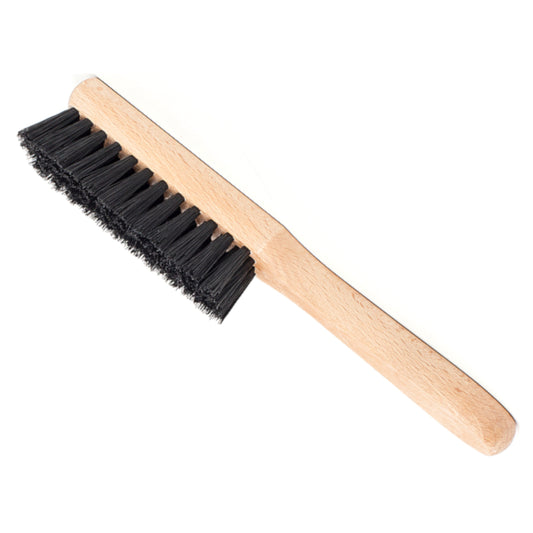 Small Wooden Clothes Brush with Natural & Synthetic Bristles - Anti-Static for Suits, Suede, Velvet, Wool, Shoes, and Furniture -