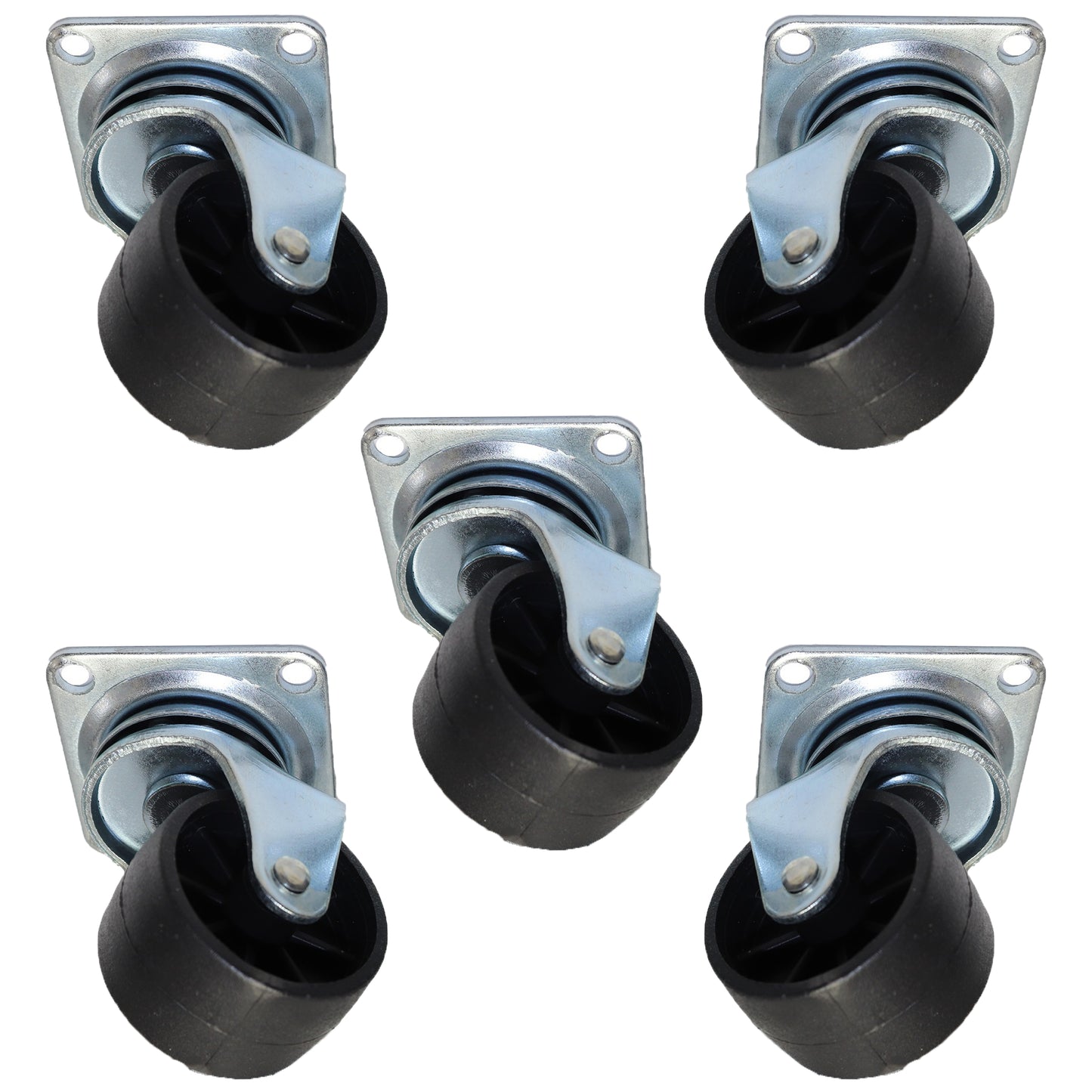 Pack of 5 x Heavy-Duty Furniture Caster Wheel 40 mm - PVC, Ball Bearings, Smooth Rolling, Swivel Plate, No-Scratch
