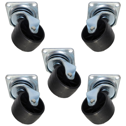 Pack of 5 x Heavy-Duty Furniture Caster Wheel 40 mm - PVC, Ball Bearings, Smooth Rolling, Swivel Plate, No-Scratch