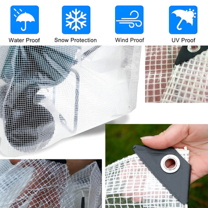 5 x 5 m Heavy-Duty Tarpaulin Cover - Clear 100GSM - Waterproof, Frost-Resistant, UV Protection, Multipurpose, Groundsheet