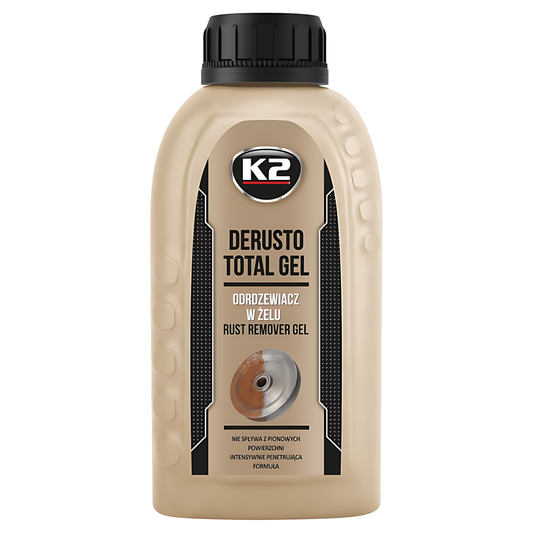 K2 Derusto Total Gel 250ml Rust Remover for Metal Surfaces - Non-Drip Gel for Vertical Surfaces, Removes Rust from Metal