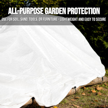 5 x 6 m Tarpaulin Cover - White 90GSM - Waterproof, Frost-Resistant, UV Protection, Multipurpose, Groundsheet