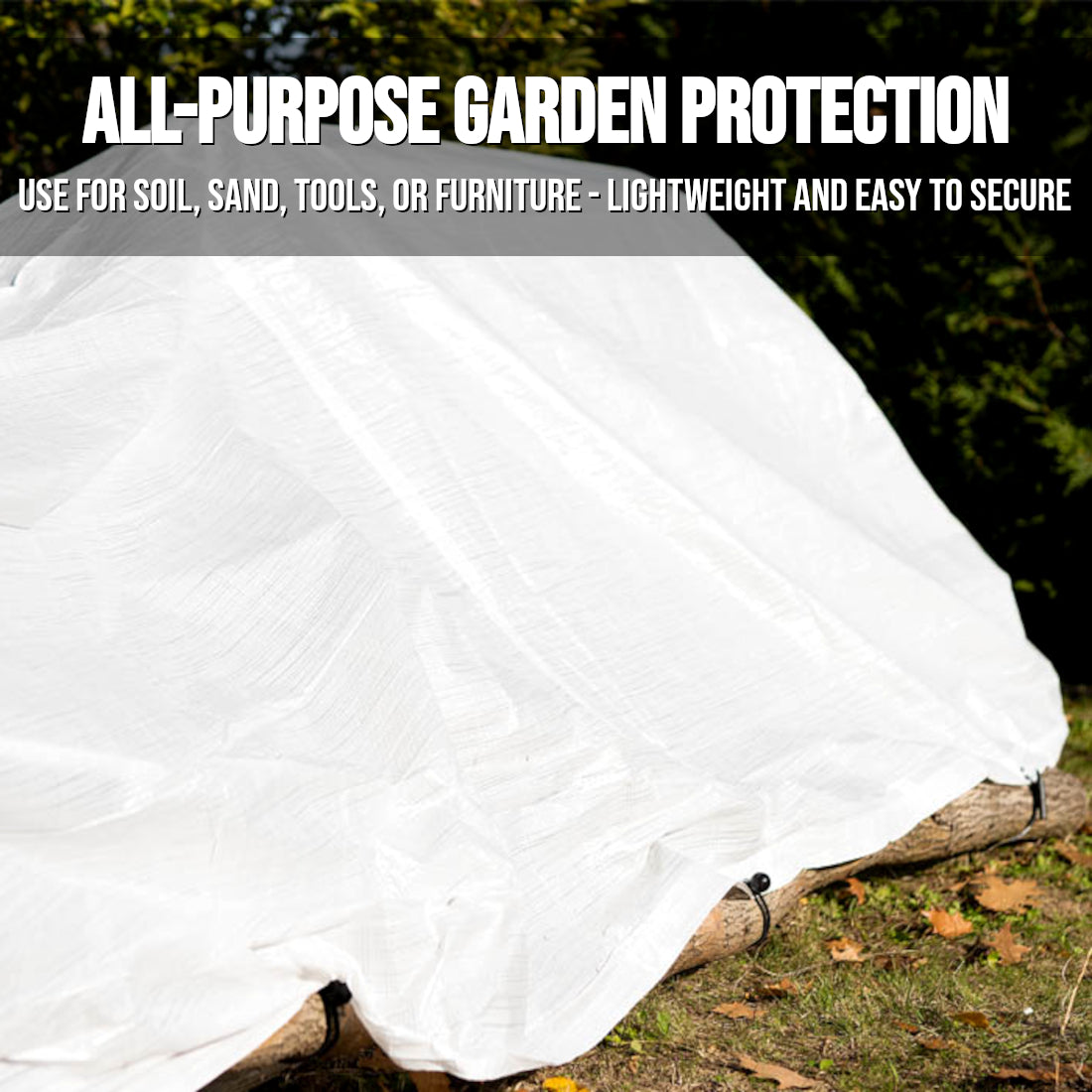 1.5 x 2 m Tarpaulin Cover - White 90GSM - Waterproof, Frost-Resistant, UV Protection, Multipurpose, Groundsheet