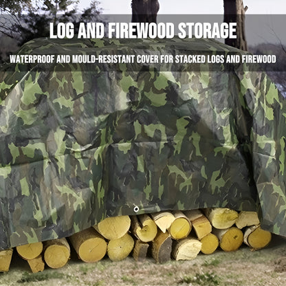 10 x 10 m Tarpaulin Cover - Camo 85GSM - Waterproof, Frost-Resistant, UV Protection, Multipurpose, Groundsheet