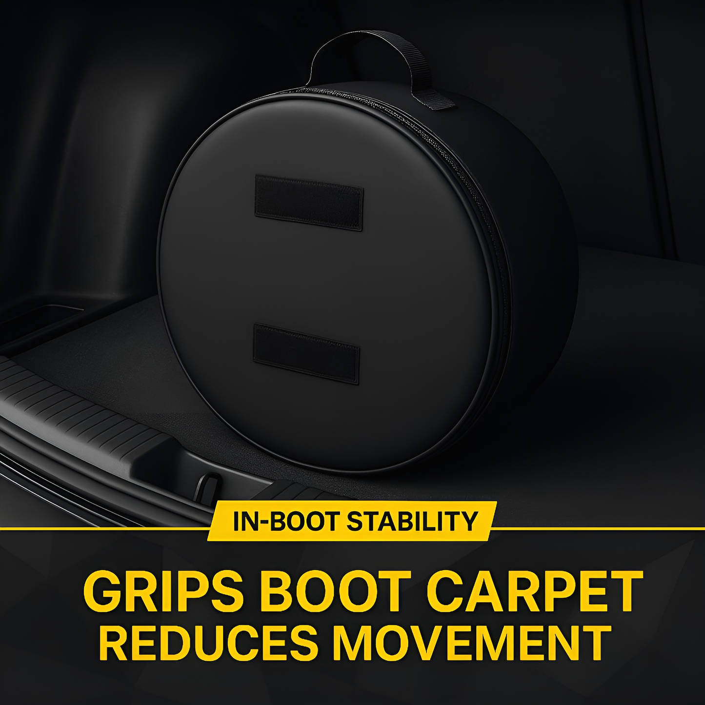 Spare Wheel Bag XXL 65 cm Diameter / 23 cm Width - Waterproof PU Leather Tyre Storage Cover with Zip and Carry Handle - Black