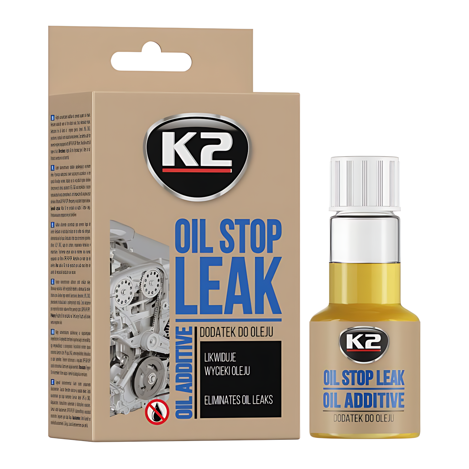 K2 Stop Leak Oil 50ml Additive - Leak Treatment and Seal Conditioner for Petrol, Diesel, LPG Engines