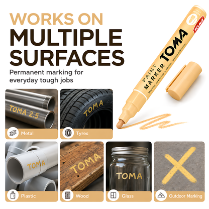 Flesh Tone Oil-Based Paint Marker Pen Permanent - 2.5mm Round Tip, Fast-Drying Waterproof Ink - Universal for All Surfaces
