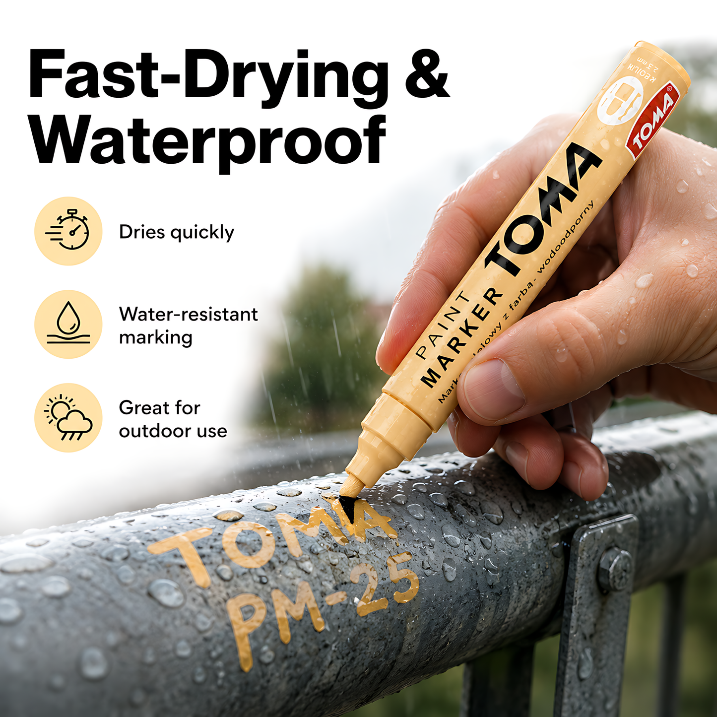 Flesh Tone Oil-Based Paint Marker Pen Permanent - 2.5mm Round Tip, Fast-Drying Waterproof Ink - Universal for All Surfaces