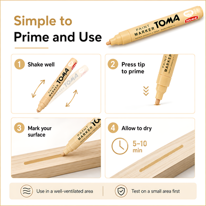 Flesh Tone Oil-Based Paint Marker Pen Permanent - 2.5mm Round Tip, Fast-Drying Waterproof Ink - Universal for All Surfaces