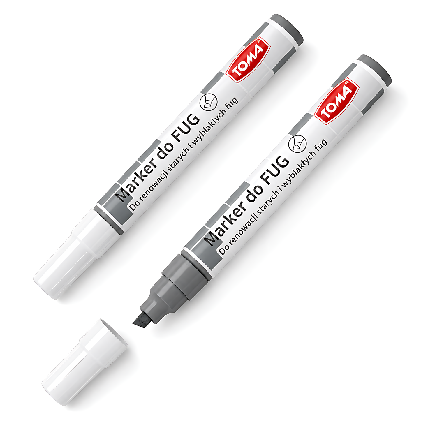 2 x Graphite Grout Marker Pen for Tile Joints - Fast-Drying Water-Resistant, Fade-Resistant - for Bathroom, Kitchen Grout Refresh
