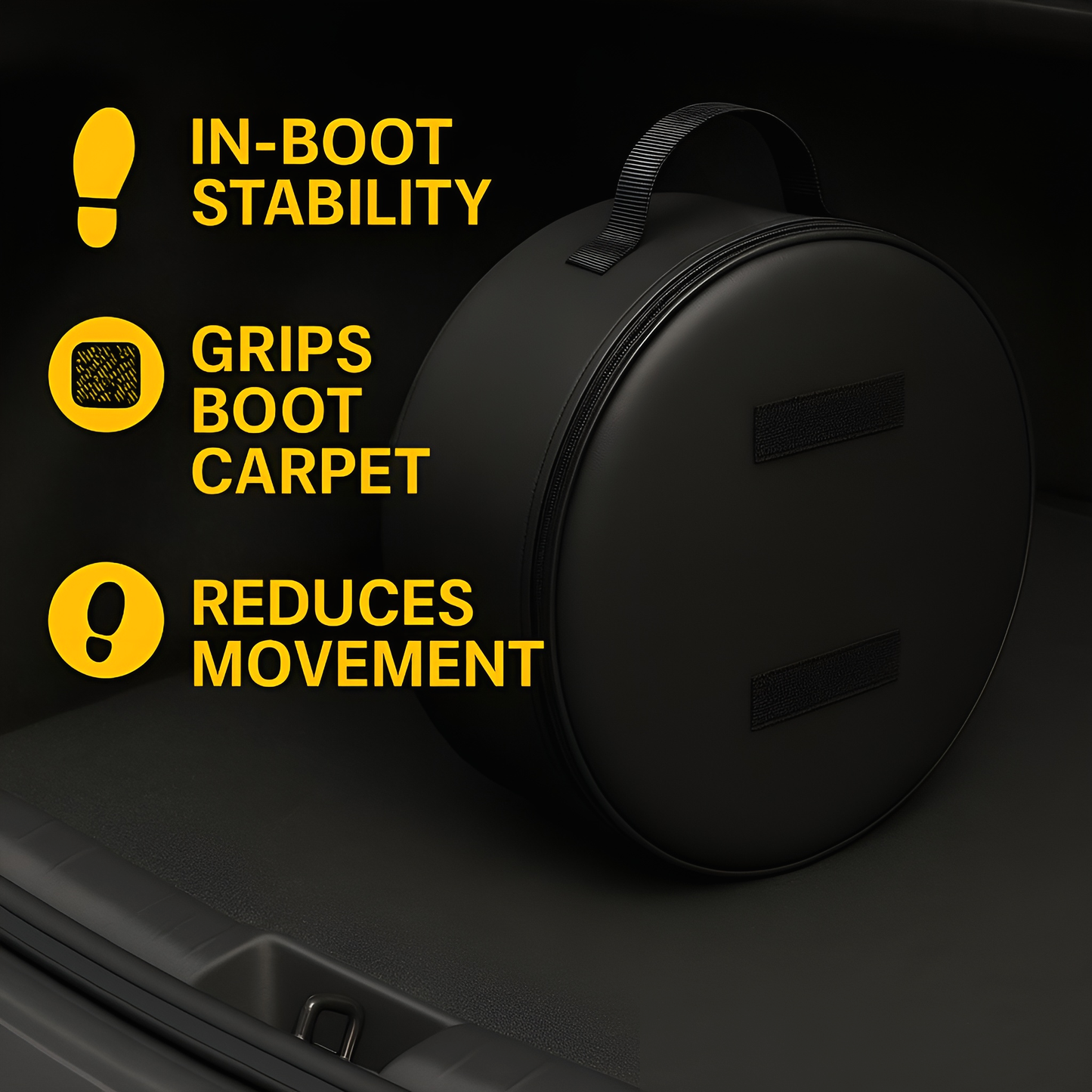 Spare Wheel Bag XXL 65 cm Diameter / 23 cm Width - Waterproof PU Leather Tyre Storage Cover with Zip and Carry Handle - Black