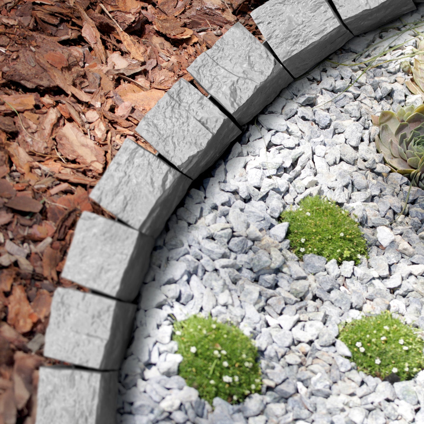 Lawn Edging Garden Palisade Grey Stone Effect - 162cm Plastic Border, 6 x 27cm Push-In Sections for Outdoor Landscaping