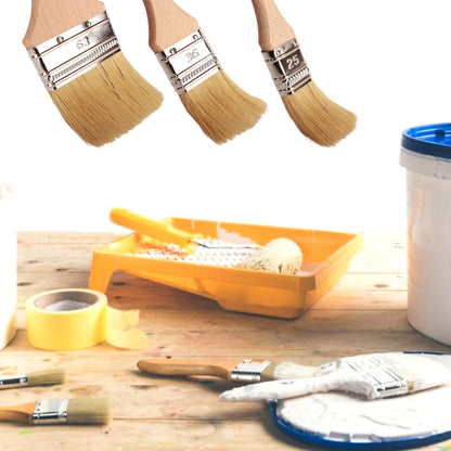 Set of 3 x Paint Brushes (25, 36, 63 mm) Smooth Finish Painting with Emulsion, Gloss, Satin Paints, Walls, Ceilings, Wood, Metal