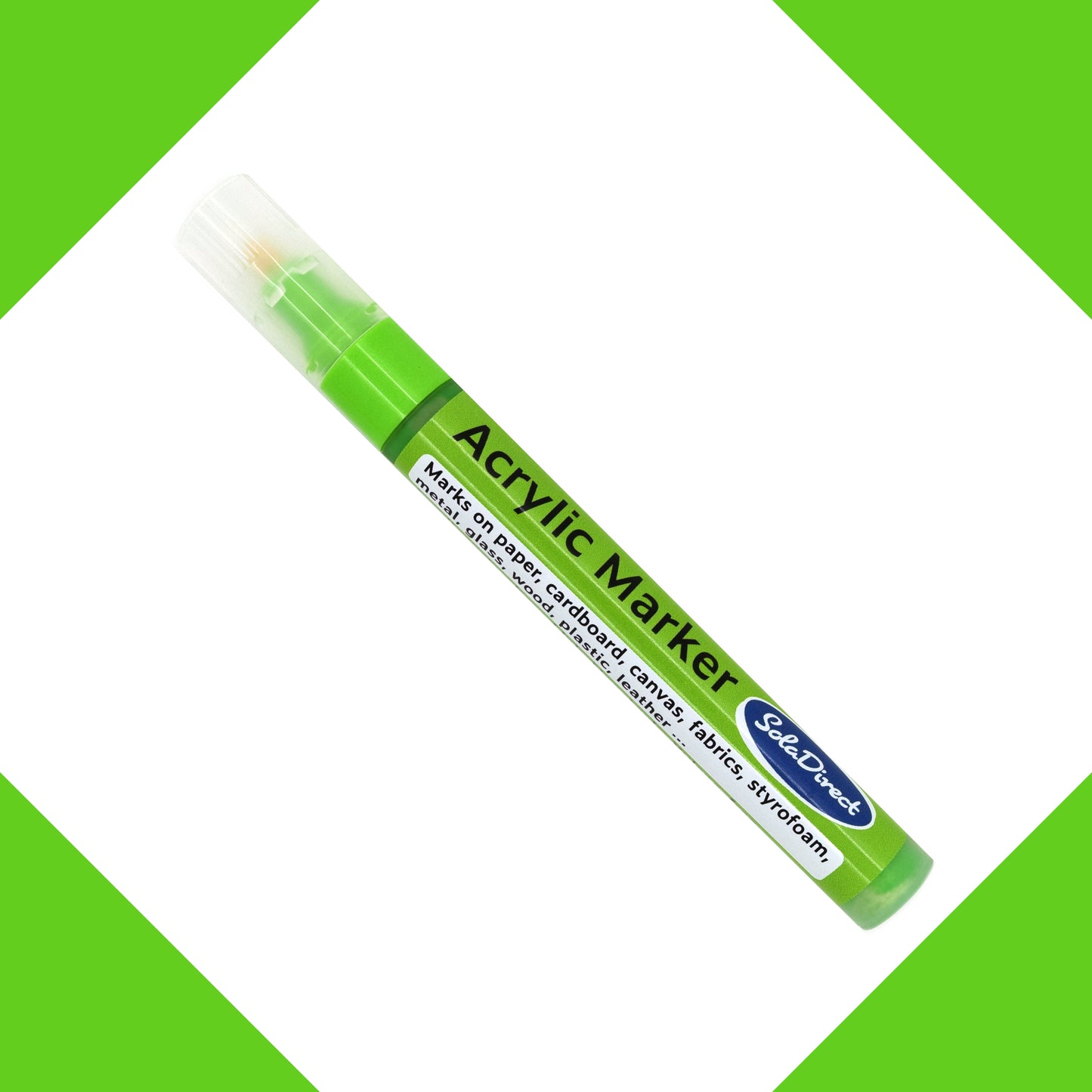 Acrylic Paint Marker Pen Permanent for Stone Leather Fabric Plastic (Metallic Light Green)