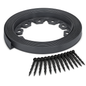 Grey Lawn Edging Border 10m 33ft x 38mm - Flexible Plastic Garden Edge Strip with 20 Securing Pegs, Easy Cut-to-Shape Landscape Trim for Flower Beds, Grass, Paths, Gravel, Bark and Mowing Strips