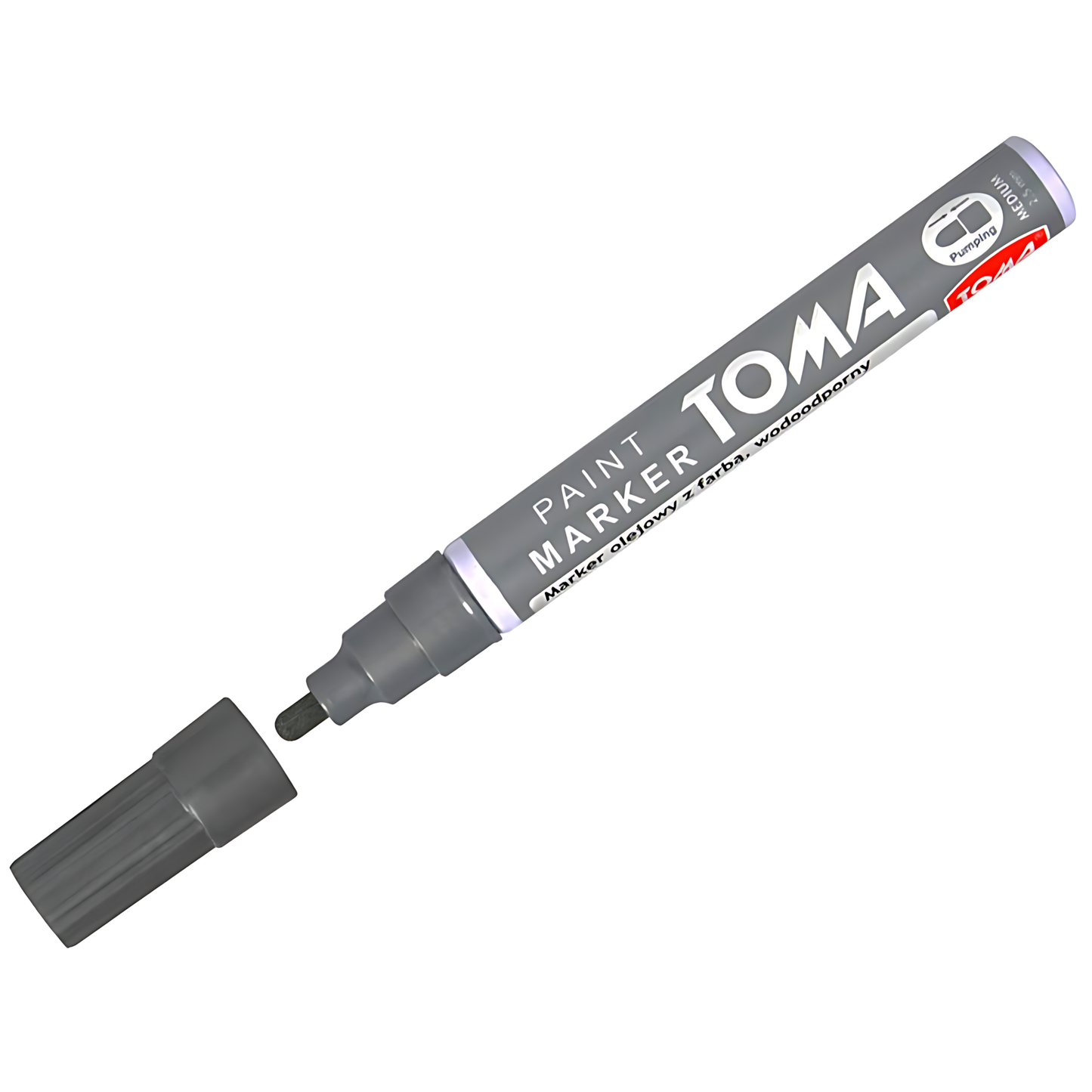 Grey Oil-Based Paint Marker Pen Permanent - 2.5mm Round Tip, Fast-Drying Waterproof Ink - Universal for All Surfaces