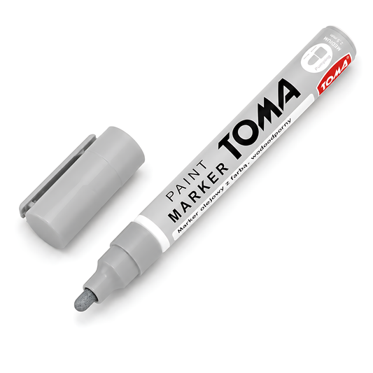 Grey Light Oil-Based Paint Marker Pen Permanent - 2.5mm Round Tip, Fast-Drying Waterproof Ink - Universal for All Surfaces