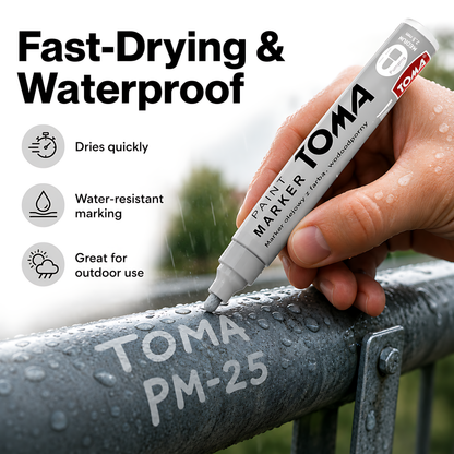Grey Light Oil-Based Paint Marker Pen Permanent - 2.5mm Round Tip, Fast-Drying Waterproof Ink - Universal for All Surfaces