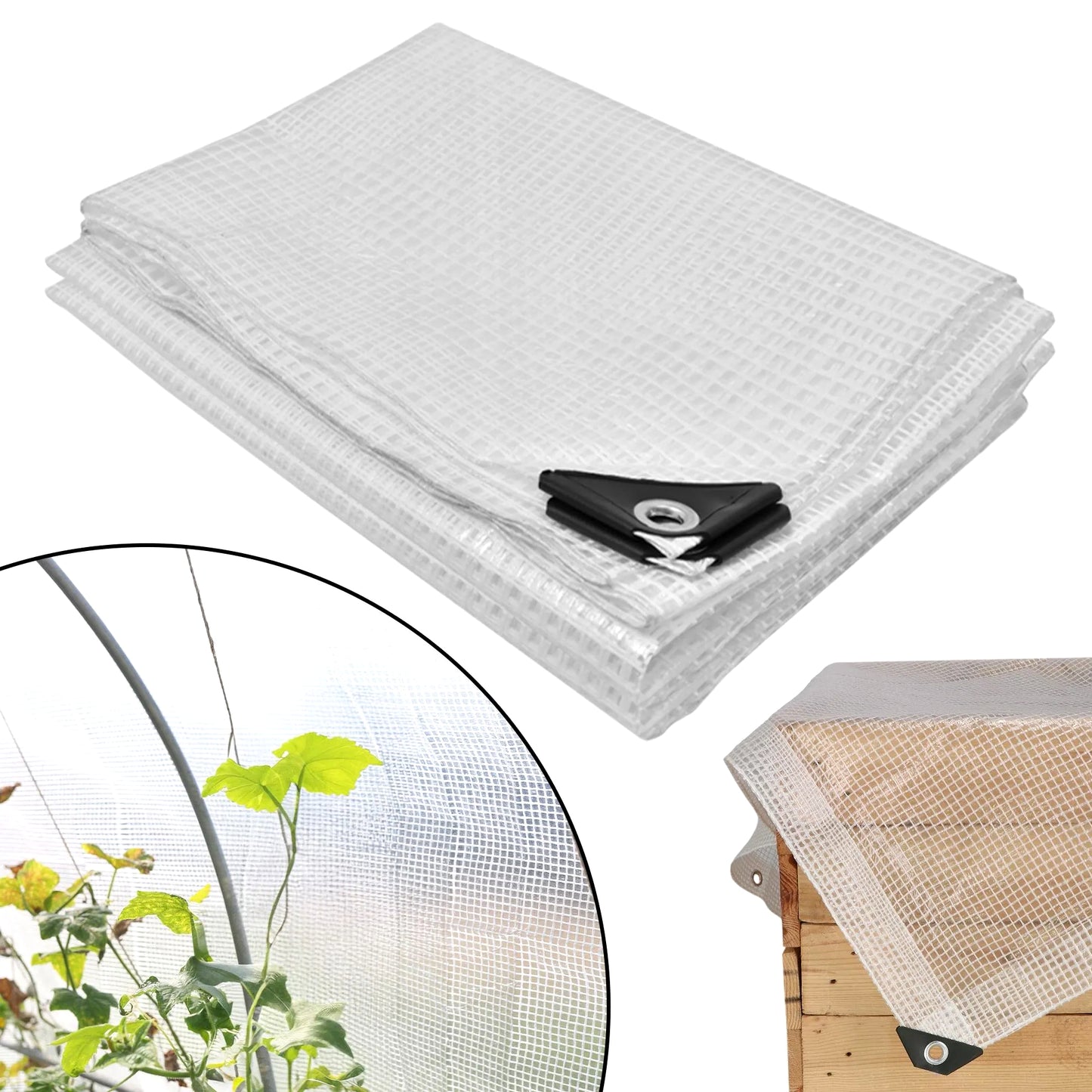 4 x 5 m Heavy-Duty Tarpaulin Cover - Clear 100GSM - Waterproof, Frost-Resistant, UV Protection, Multipurpose, Groundsheet