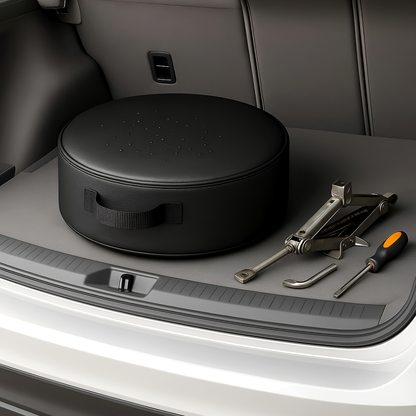 Spare Wheel Bag XXL 65 cm Diameter / 23 cm Width - Waterproof PU Leather Tyre Storage Cover with Zip and Carry Handle - Black