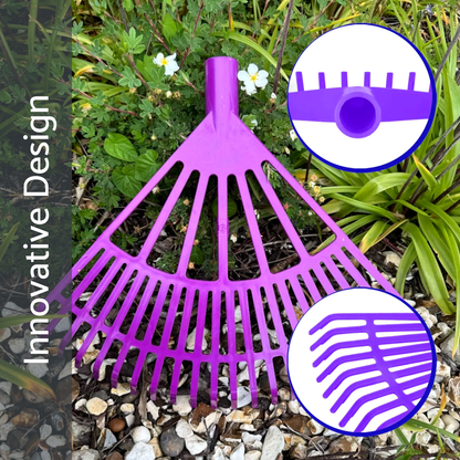 Garden Rake - 45cm / 22 Tine Wide Rake Head - Lightweight, Durable Leaf & Grass Rake - Quick Lawn Cleaning, Ideal for Garden, Lawn