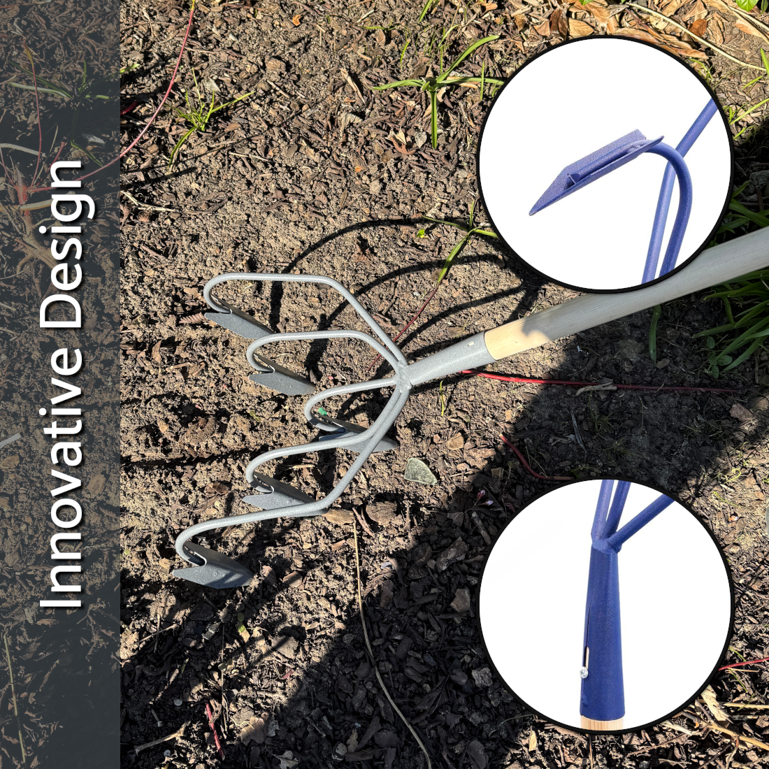 Cultivator, 5 Prong Hand Soil Scarifier Cultivator with Handle, Digging Hoe, Gardening and Farming Tool