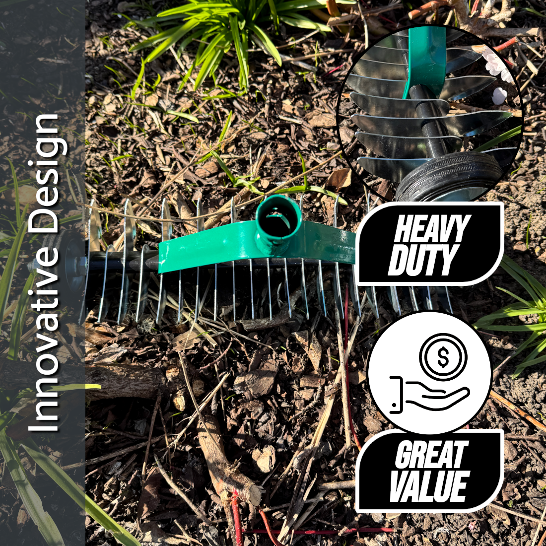 Lawn Aerator Scarifier Head, Effective Manual Lawn Grass Soil Maintenance, Hand Dethatching Rake, Garden Tool (Rolling)