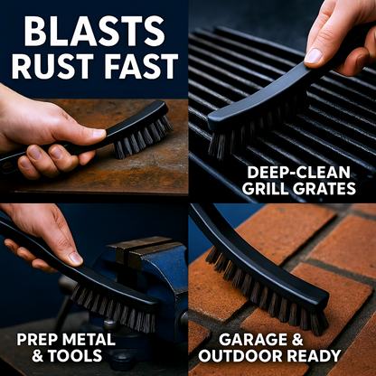 Heavy Duty Steel Wire Brush 25 cm - Curved Hand Wire Brush for Rust and Paint Removal - Stiff Steel Bristles for Welding Prep