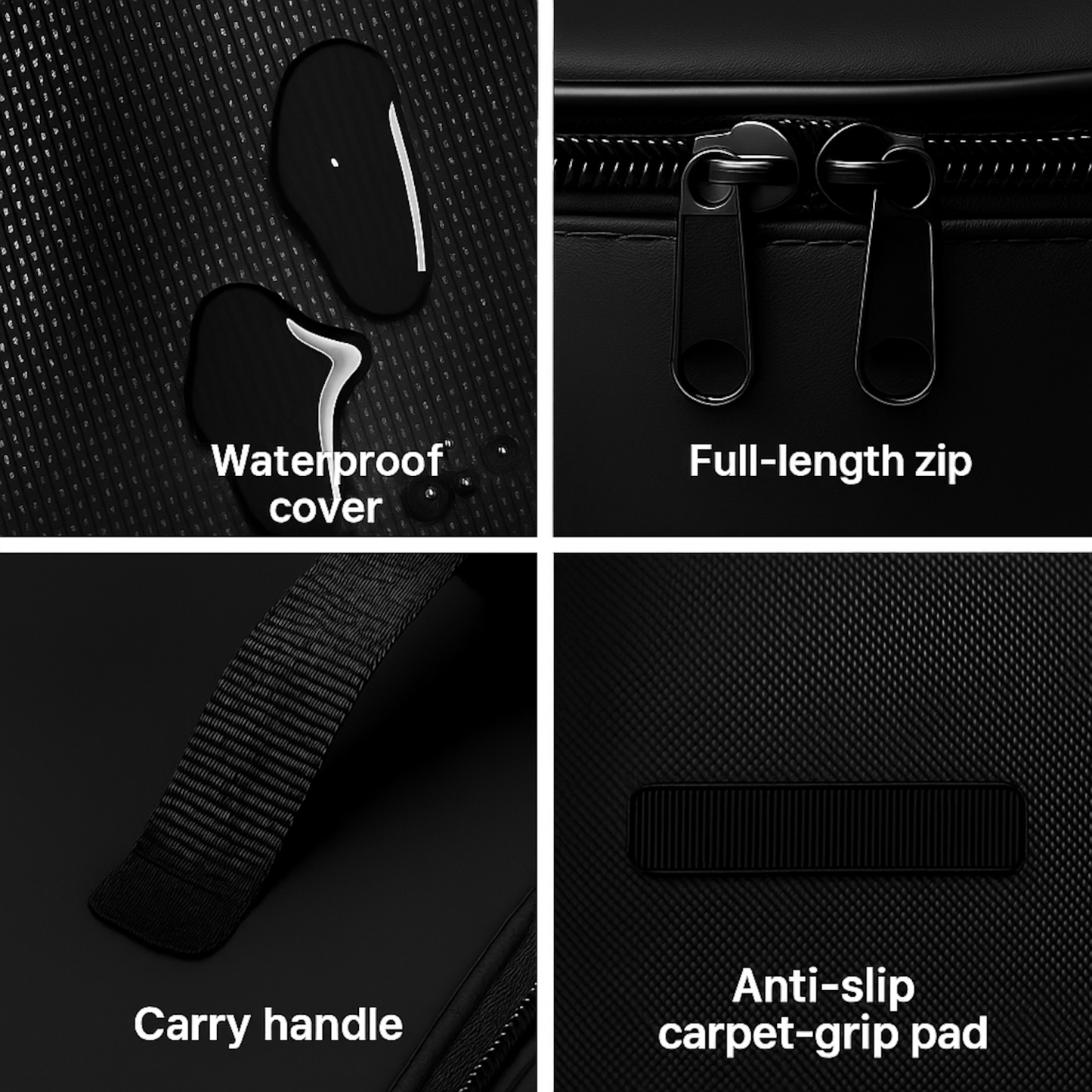 Car Spare Wheel Tyre Storage Bag - 59 cm Diameter - 16 cm Width - Waterproof Cover, Carry Handle, Anti-Slip Carpet-Grip Pads & Zip