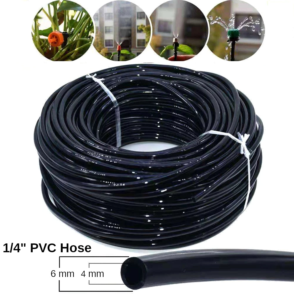 Micro Irrigation Pipe Tube Hose 4 mm (ID) / 6 mm (OD) for Micro Drip Garden Irrigation System (Black, 100 metres / 328 ft)