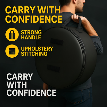 Spare Wheel Bag XXXL 70 cm Diameter / 24 cm Width - Waterproof PU Leather Tyre Storage Cover with Zip and Carry Handle - Black