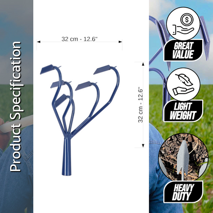 Cultivator, 5 Prong Hand Soil Scarifier Cultivator Head, Digging Hoe, Gardening and Farming Tool