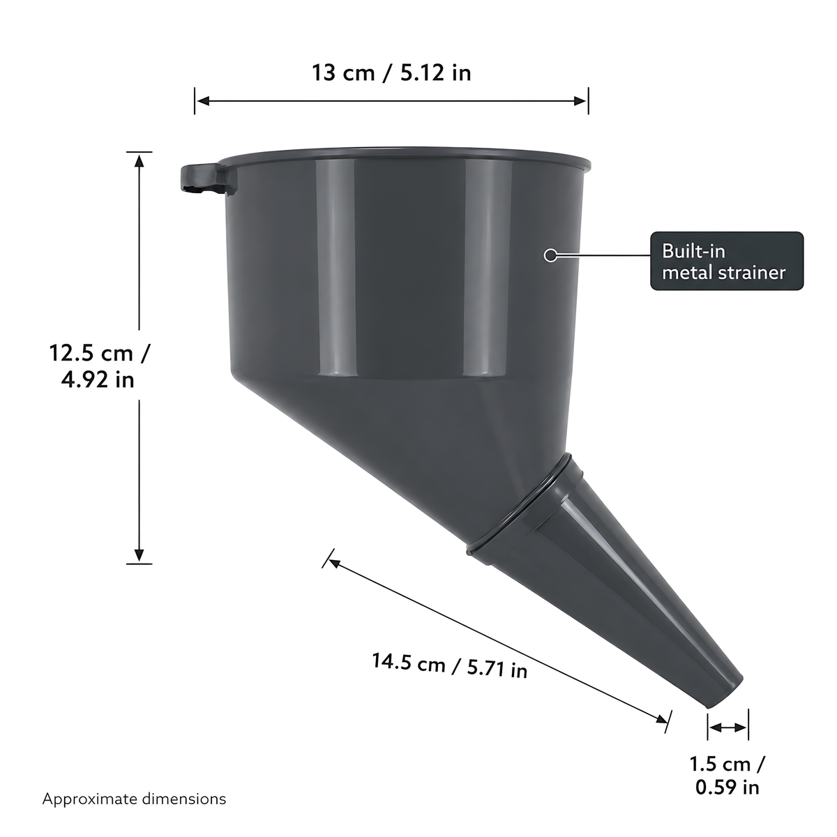 Fuel Funnel Angled with Fine Mesh Filter for Easy Refilling, Lightweight Plastic Funnel, Practical, Versatile