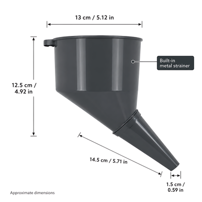 Fuel Funnel Angled with Fine Mesh Filter for Easy Refilling, Lightweight Plastic Funnel, Practical, Versatile
