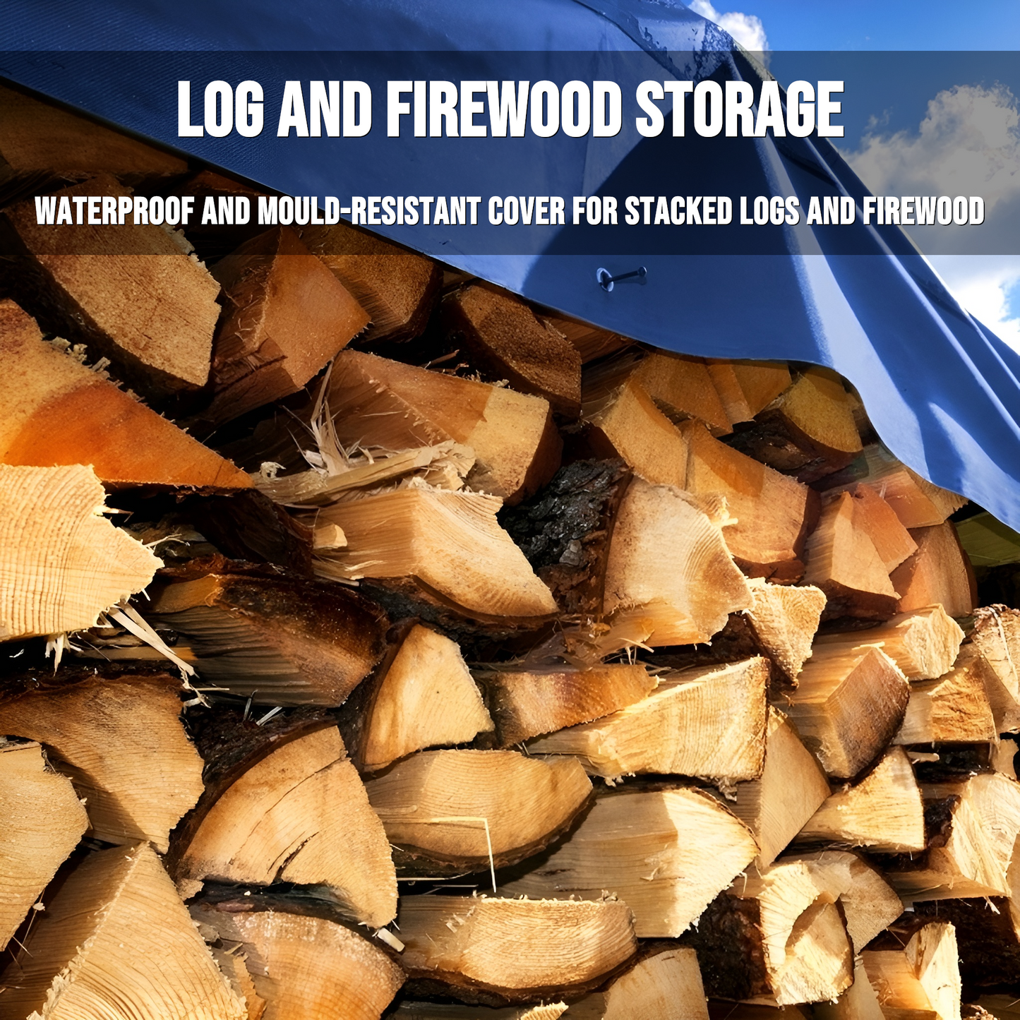 3 x 3 m Tarpaulin Cover - Blue 50GSM - Waterproof, Frost-Resistant, UV Protection, Multipurpose, Groundsheet